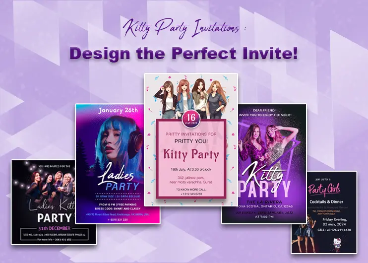 Unique Elegant Invitations for Kitty Party Template