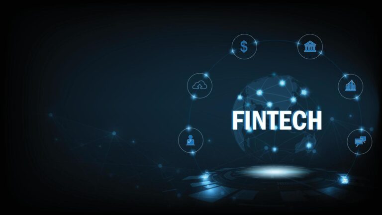 financial-technology-and-business-world-class-icon-fintech-and-things-on-dark-blue-technology-background-represents-the-connection-financial-technology-banking-and-business-world-class-vector