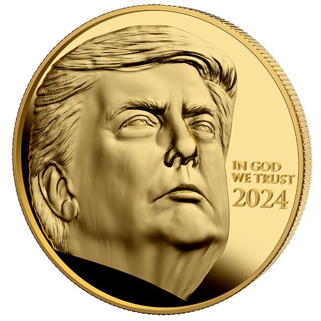 Donald Trump 2024 Gold Coin with American Eagle on Reverse Side